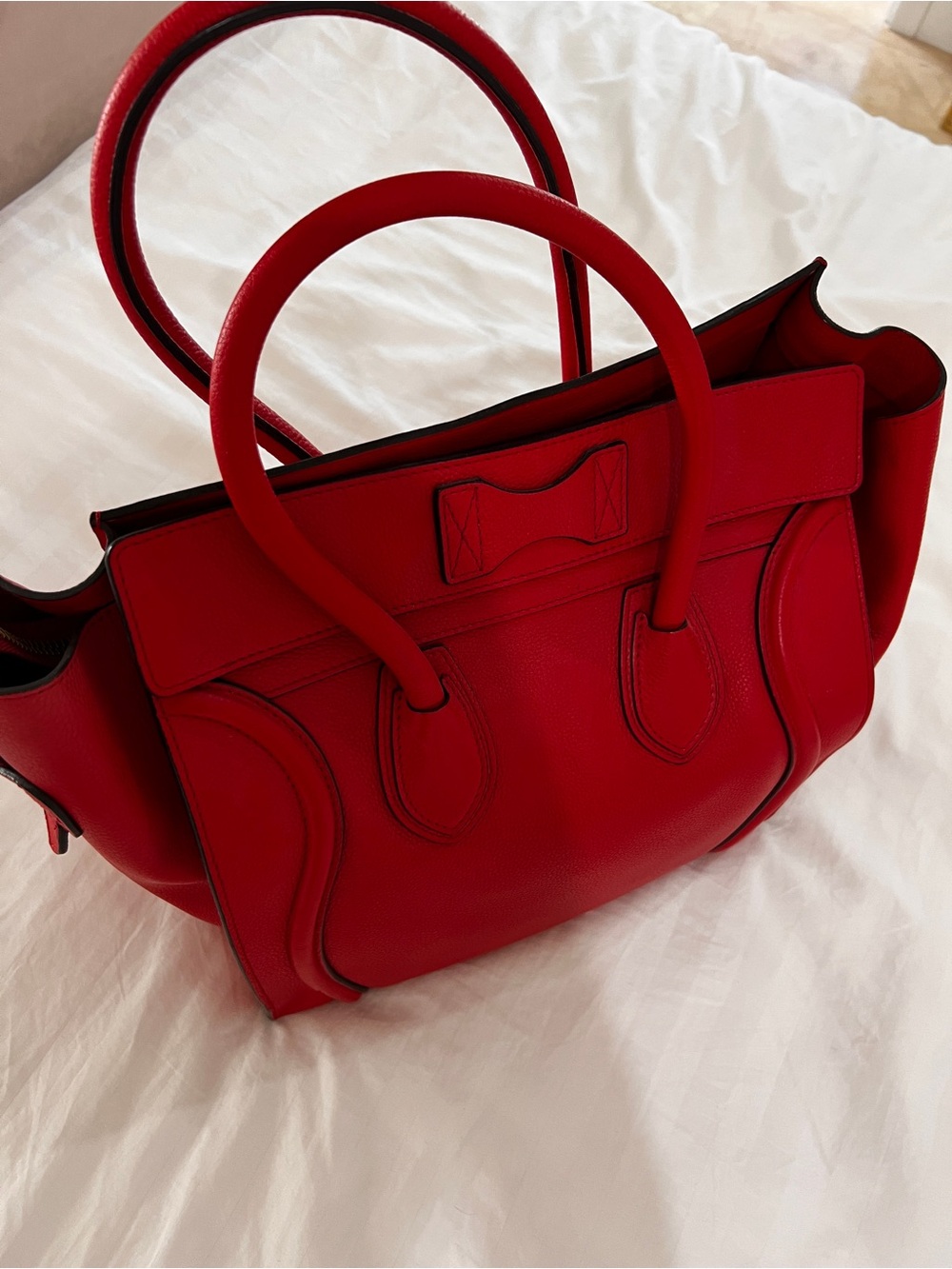 Celine Red Leather Mini Luggage Tote - Picture 5 of 16